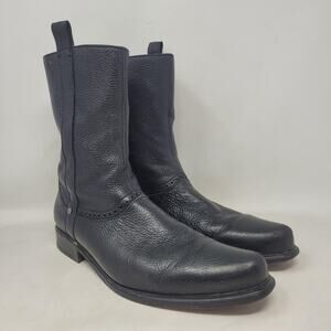 Franco Cuadra Dress Boots 9.5 Black Deer Leather Western Cowboy Textured Ranch